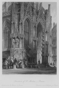St Maclou Çeşmesi, Rouen (gravür) by Thomas (after) Allom