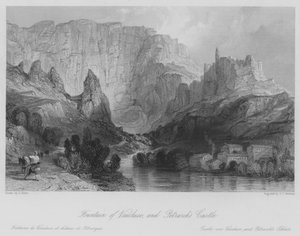 Vaucluse Çeşmesi ve Petrarca Kalesi (gravür) by Thomas (after) Allom