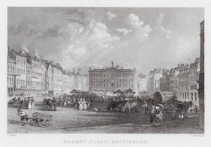 Pazar Yeri, Nottingham (gravür) by Thomas (after) Allom