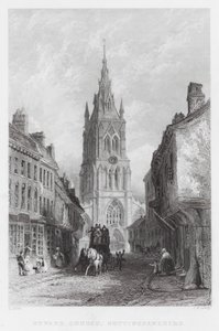 Newark Kilisesi, Nottinghamshire (gravür) by Thomas (after) Allom