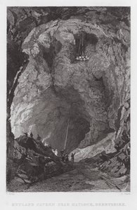 Rutland Mağarası, yakındaki Matlock, Derbyshire (gravür) by Thomas (after) Allom