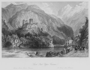 Saint Beat, Yukarı Garonne (gravür) by Thomas (after) Allom
