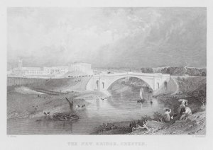 Yeni Köprü, Chester (gravür) by Thomas (after) Allom