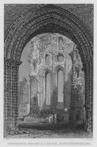 Tynemouth Manastırı ve Kalesi, Northumberland (gravür) by Thomas (after) Allom