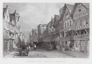 Water-Gate Caddesi, Chester (gravür) by Thomas (after) Allom