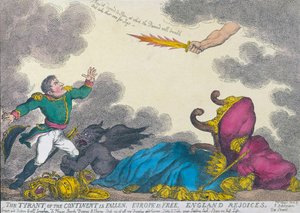 Napolyon'un 1814'te tahttan çekilmesini kutlayan karikatür
