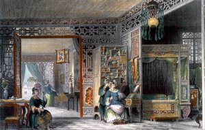 Bir kadının yatak odası ve yatak odası, Çin, 1843