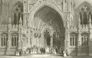 Entrance to Lincoln Cathedral  by Thomas Allom