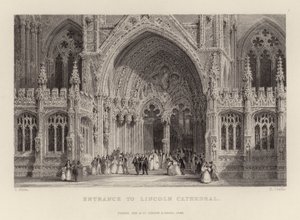 Lincoln Katedrali'ne giriş by Thomas Allom