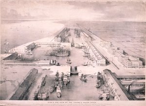 Thames Haven Rıhtımı, Londra, c1830 by Thomas Allom