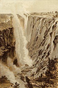 Uçurumun doğu ucundan Victoria Şelalesi, Zambesi (chromolitho)