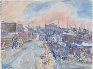 Reykjavik From Main Quay, Frosty Morning, İzlanda, 1930 dolayları (kağıt üzerine suluboya ve kurşun kalem)