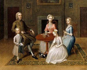 Bir iç mekanda muhtemelen Brewster ailesinin grup portresi, 1736