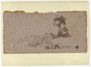 İnekler Ön Planda Dağlarda Çiftlik Evi by Thomas Barker