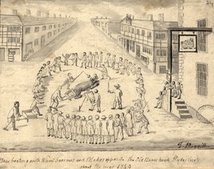 Bear yemleme, Manchester, 1819 (kalem ve mürekkep ve kağıt üzerinde yıkama)