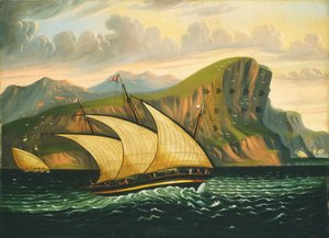 Felucca Cebelitarık açıklarında, 19. yüzyılın ortalarında.