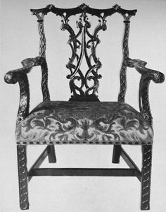 Çin Chippendale Dirsek-Çağdaş Oya Oturaklı Sandalye, 18. yüzyılın ortaları, 1928
