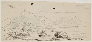 Manzara Kroki, 1841 (krem dokuma kağıt üzerine kalem ve siyah mürekkep) by Thomas Cole