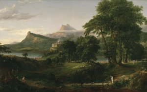İmparatorluğun Seyri: Arkadyalı veya Pastoral Devlet, 1836 dolayları (tuval üzerine yağlı boya) by Thomas Cole