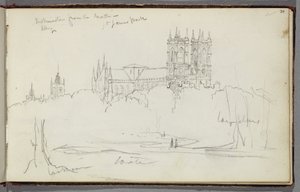 Kuzeyden Westminster Abbey, St. James Park, 1830 dolayları (kağıt üzerine kurşun kalem) by Thomas Cole