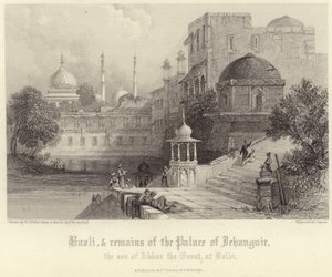 Baoli ve Jehanguir Sarayı kalıntıları by Thomas Colman Dibdin