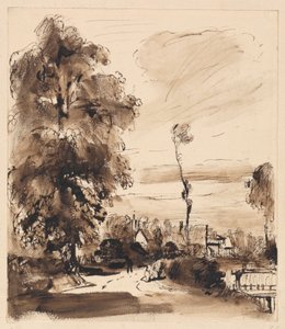 Kulübelerle Bir Kır Yolu by Thomas Creswick