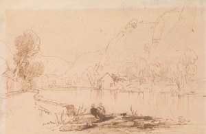 Nehir kenarında balıkçı by Thomas Creswick