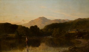 Dağlık Bir Nehir Manzarası, c.1838-86 (tuval üzerine yağlı boya) by Thomas Danby