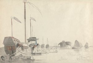 Dutch Folly Fort, Canton yakınlarındaki tekneler by Thomas Daniell