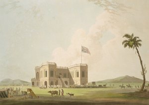 Madras yakınlarındaki Yarış Alanındaki Toplantı Salonları, Thomas ve William (1769-1837) Daniell tarafından kazınmış 