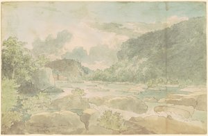 Aşağıdan Harpers Ferry, c.1825-26 (kağıt üzerine suluboya ile kalem ve mürekkep) by Thomas Doughty