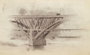 Girard Avenue Bridge Verso Çizimi Bir Kürek, c. 1871. by Thomas Eakins