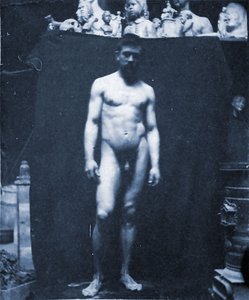 Samuel Murray'in Eakin'in stüdyosunda çıplak portresi, 1890 (cyanotype)