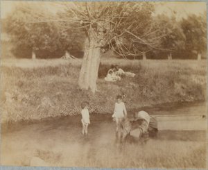 [Üç Çocuk ve Derede Oynayan Bir Köpek, 4 Temmuz 1883], 1883., 1883. by Thomas Eakins