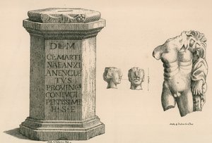 Roma işçiliğinin Herkül heykelinin bir kaidesi ve parçası by Thomas Fisher Hoxton