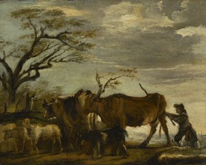 Peyzajda Sığır, Koyun ve Keçi Süren Bir Köylü, c.1785 by Thomas Gainsborough