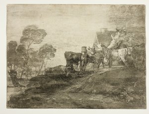 Bir Kulübenin Yanında Sığır ile Manzara by Thomas Gainsborough