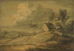 Kulübe, İnekler ve Koyunlarla Ormanlık Peyzaj, ca. 1770. by Thomas Gainsborough
