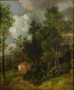 Kır Evi ve İki Figürlü Ormanlık Peyzaj, c.1752 (tuval üzerine yağlı boya) by Thomas Gainsborough