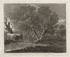 Havuz, Figürler ve Kulübenin Yanında İneklerle Ormanlık Peyzaj by Thomas Gainsborough