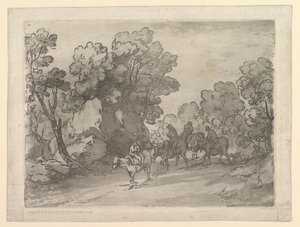 Binicilerle Ormanlık Manzara, 1 Ağustos 1797. by Thomas Gainsborough