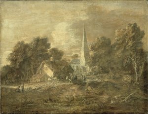 Köy manzarası ile ormanlık manzara, erken 1770-72 by Thomas Gainsborough