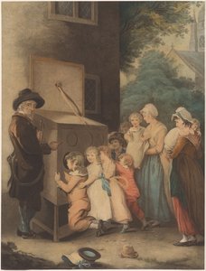 Bir izleme kabininin etrafındaki çocuklar Gösteri Adamı / La Piece Curieuse by Thomas Gaugain