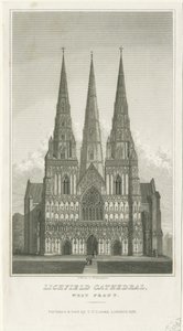 Lichfield Katedrali - Batı Cephesi: gravür, nd [c 1833] (baskı) by Thomas George Lomax