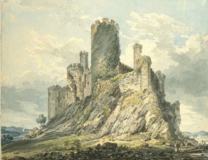 Conway Castle, c.1793 (sulu boya, kamış kalemle dokunuldu, grafit göstergeler üzerinde) by Thomas Girtin