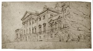 Harewood House, Yorkshire, c.1798 (dokulu dokuma kağıt üzerinde grafit) by Thomas Girtin