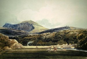 Mynydd Mawr, Kuzey Galler (kalem ve sulu boya) by Thomas Girtin