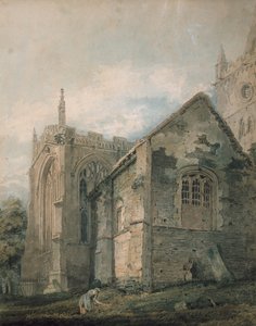 The Ancient Charnel House, Holy Trinity Kilisesi, Stratford-upon-Avon (grafit göstergeler üzerine sulu boya, kamış kalemle dokundu) by Thomas Girtin