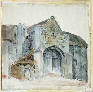 Tithe Barn, Abbotsbury (kağıt üzerine sulu boya) by Thomas Girtin