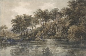 Bromley, Kent yakınlarındaki Ağaçlar ve Göletler, c.1798 (kalem üzerine w/c, kağıt üzerine gövde rengi) by Thomas Girtin
